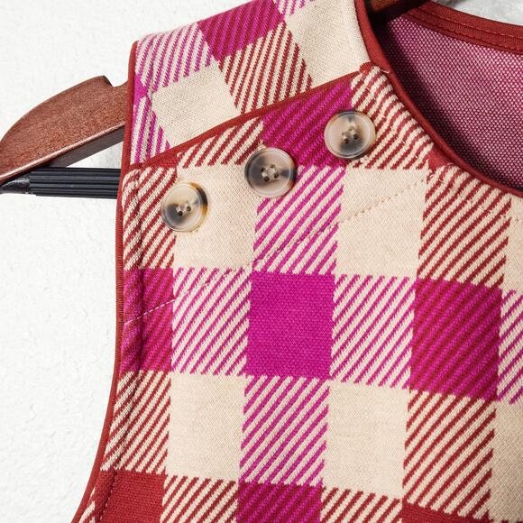 Ann Taylor Plaid Sleeveless Top Pink Size Small Preppy Academia - Picture 5 of 8